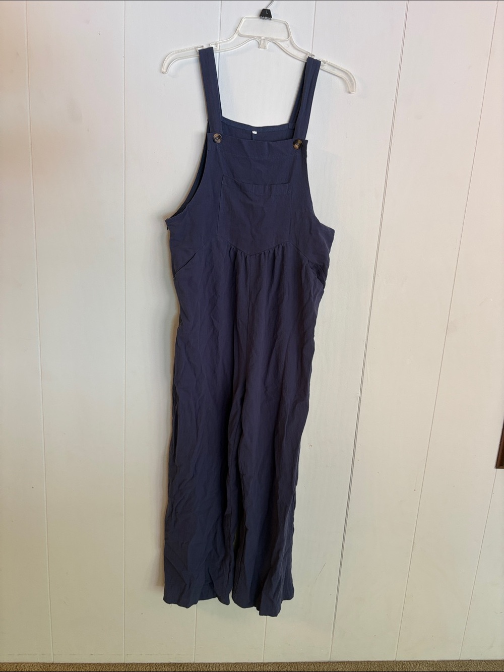 🪷Women's Navy Blue Jumpsuit Boho Wide Leg Overalls Loose Fit 100% Cotton M - Picture 6 of 16